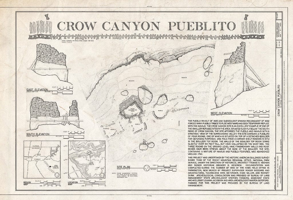 Blueprint HABS NM,20-DUL.V,2- (Sheet 1 of 1) - Crow Canyon Pueblito, Approximately 1.2 Miles South of Largo Canyon Wash in Cuervo Canyon, Dulce, Rio Arriba County, NM