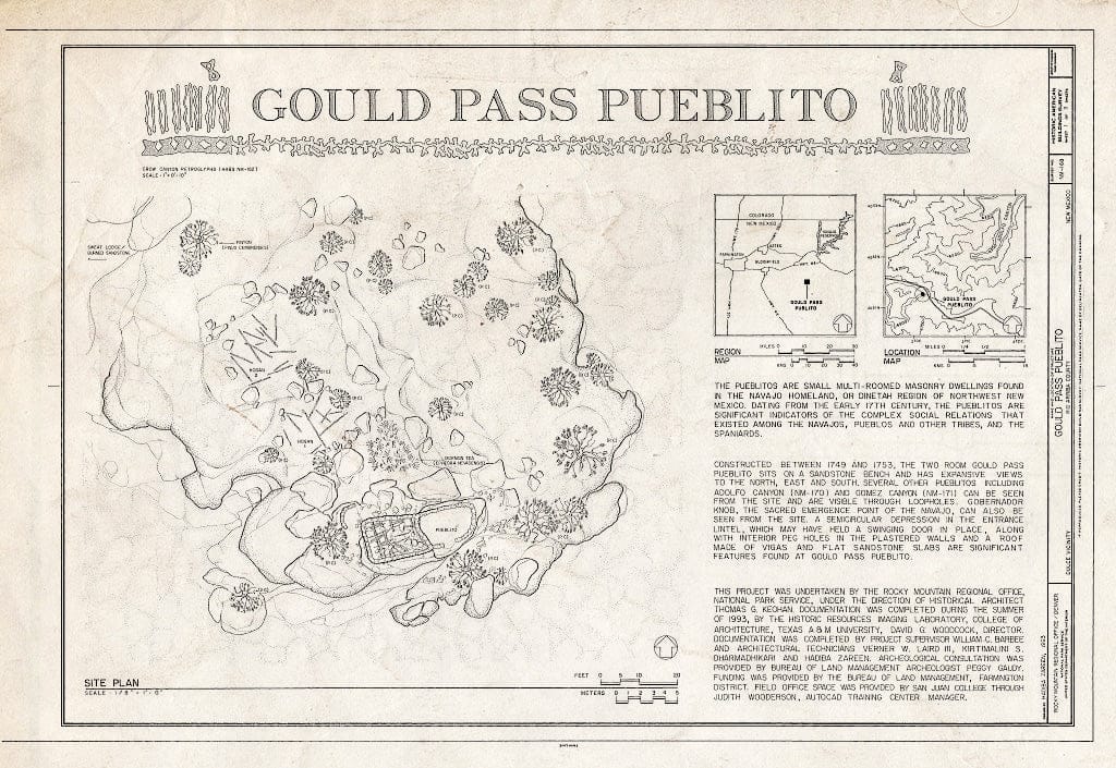 Blueprint HABS NM,20-DUL.V,5- (Sheet 1 of 3) - Gould Pass Pueblito, Carrizo Canyon, Dulce, Rio Arriba County, NM