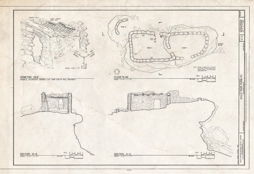 Blueprint HABS NM,20-DUL.V,5- (Sheet 2 of 3) - Gould Pass Pueblito, Carrizo Canyon, Dulce, Rio Arriba County, NM
