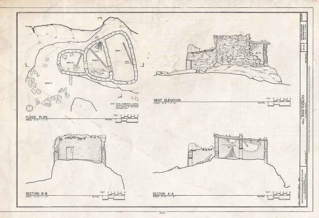Blueprint HABS NM,20-DUL.V,6- (Sheet 3 of 3) - Hill Road Pueblito, Carrizo Canyon, Dulce, Rio Arriba County, NM