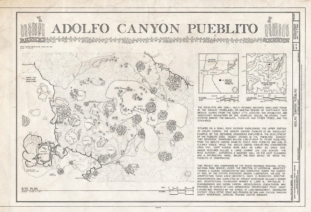 Blueprint HABS NM,20-DUL.V,1- (Sheet 1 of 3) - Adolfo Canyon Pueblito, Adolfo Canyon, Dulce, Rio Arriba County, NM