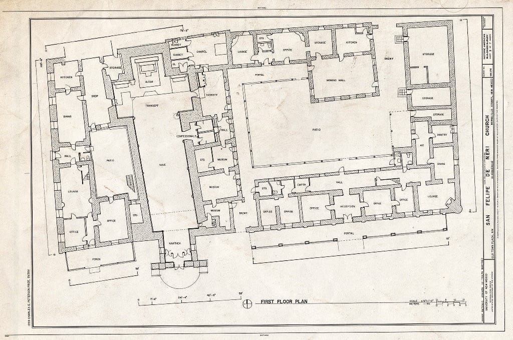 Blueprint HABS NM,1-ALBU,11- (Sheet 3 of 7) - San Felipe de Neri Church, Old Town Plaza, Northwest, Albuquerque, Bernalillo County, NM