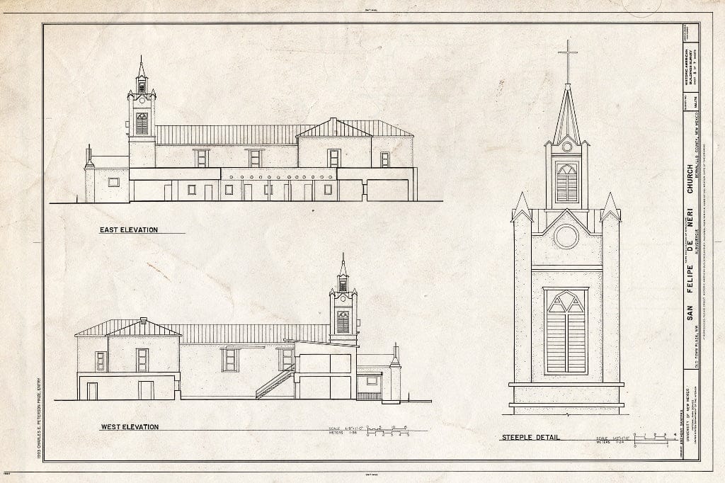 Blueprint HABS NM,1-ALBU,11- (Sheet 5 of 7) - San Felipe de Neri Church, Old Town Plaza, Northwest, Albuquerque, Bernalillo County, NM