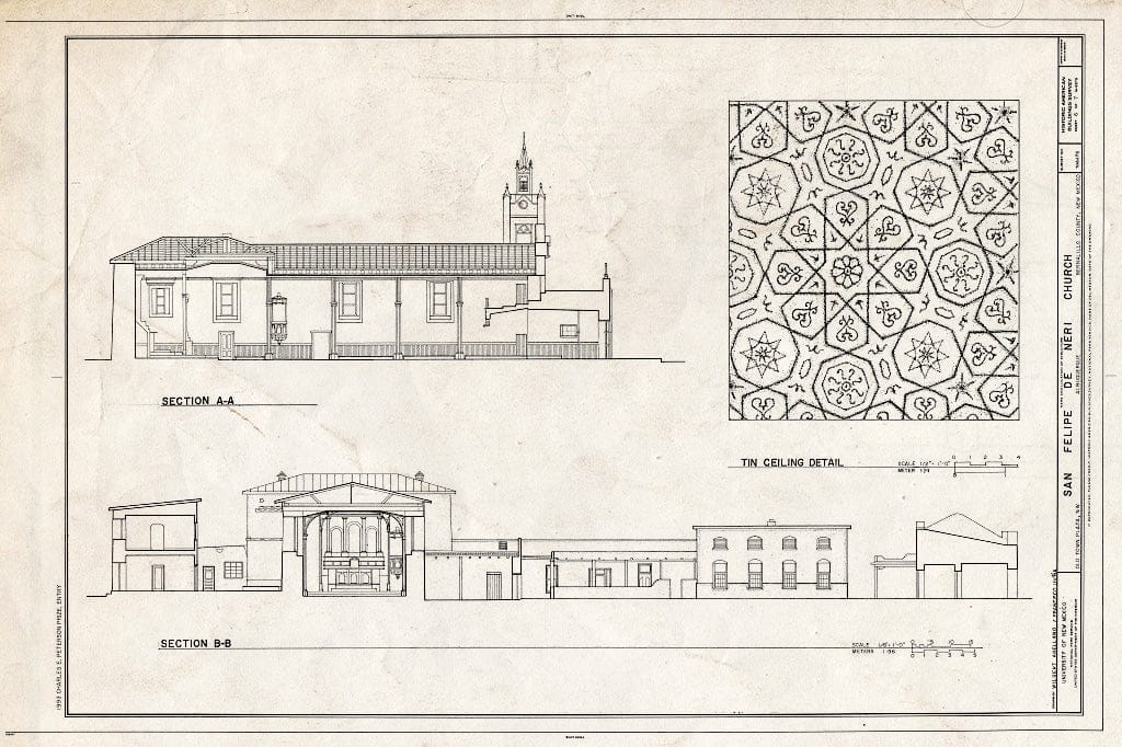 Blueprint HABS NM,1-ALBU,11- (Sheet 6 of 7) - San Felipe de Neri Church, Old Town Plaza, Northwest, Albuquerque, Bernalillo County, NM