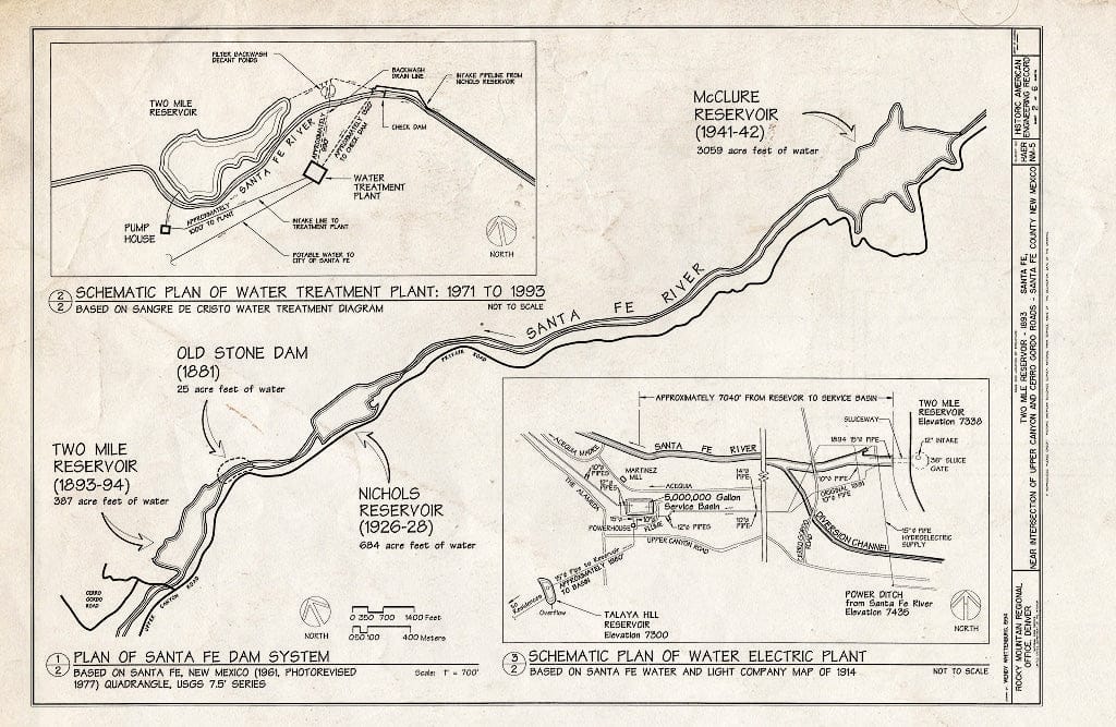 Blueprint HAER NM,25-SANFE,11- (Sheet 2 of 6) - Two Mile Reservoir, Santa Fe River, Intersection of Canyon & Cerro Gordo Roads, Santa Fe, Santa Fe County, NM