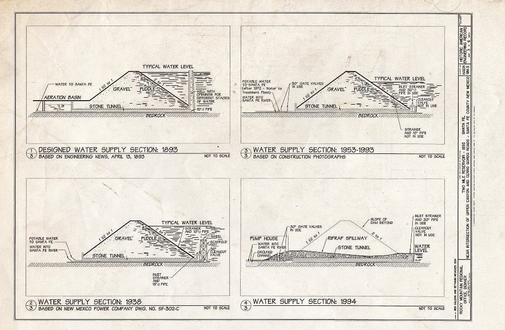 Blueprint HAER NM,25-SANFE,11- (Sheet 3 of 6) - Two Mile Reservoir, Santa Fe River, Intersection of Canyon & Cerro Gordo Roads, Santa Fe, Santa Fe County, NM