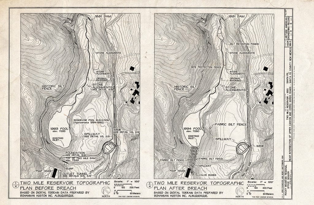 Blueprint HAER NM,25-SANFE,11- (Sheet 4 of 6) - Two Mile Reservoir, Santa Fe River, Intersection of Canyon & Cerro Gordo Roads, Santa Fe, Santa Fe County, NM