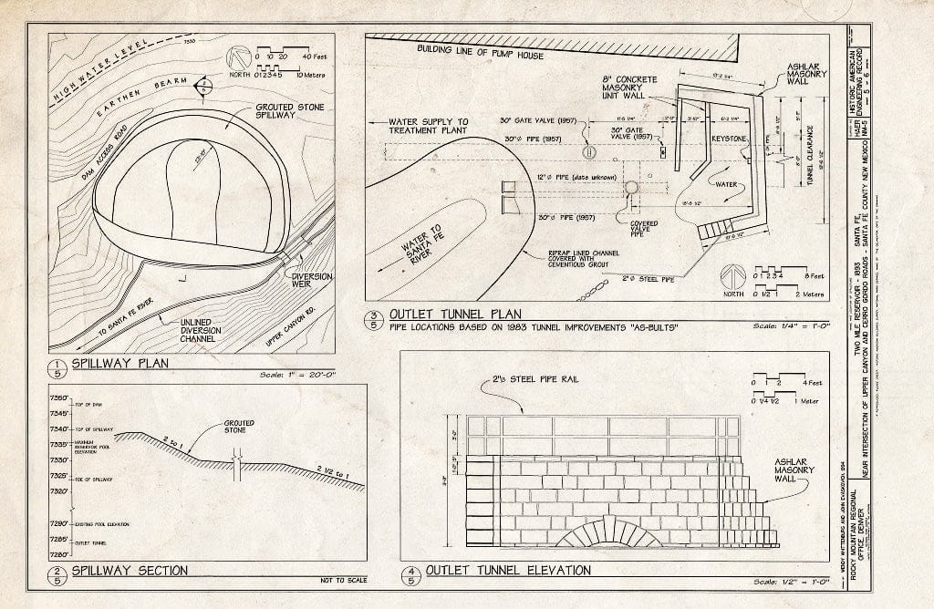 Blueprint HAER NM,25-SANFE,11- (Sheet 5 of 6) - Two Mile Reservoir, Santa Fe River, Intersection of Canyon & Cerro Gordo Roads, Santa Fe, Santa Fe County, NM