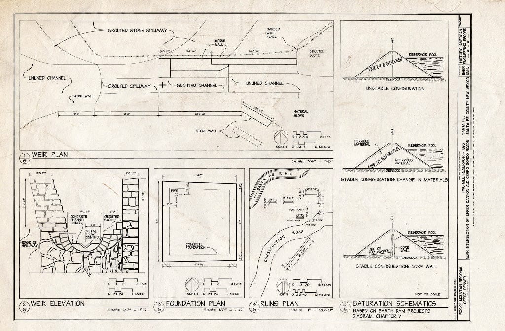 Blueprint HAER NM,25-SANFE,11- (Sheet 6 of 6) - Two Mile Reservoir, Santa Fe River, Intersection of Canyon & Cerro Gordo Roads, Santa Fe, Santa Fe County, NM