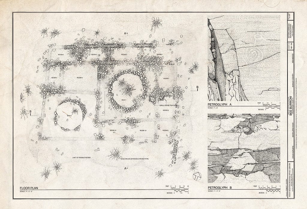 Blueprint HABS NM,16-CROPO.V,1- (Sheet 2 of 3) - Bee Burrow, Seven Lakes Wash, Crownpoint, McKinley County, NM