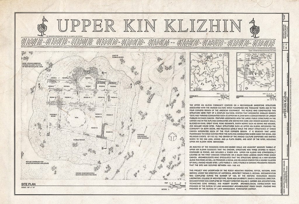 Blueprint HABS NM,16-CROPO.V,3- (Sheet 1 of 2) - Upper Kin Klizhin, Kin Klizhin Wash, Crownpoint, McKinley County, NM