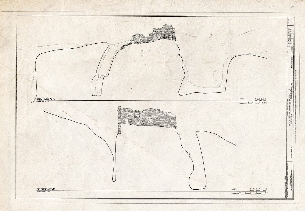 Blueprint Sections - Boulder Fortress Pueblito, Crow Canyon, Dulce, Rio Arriba County, NM
