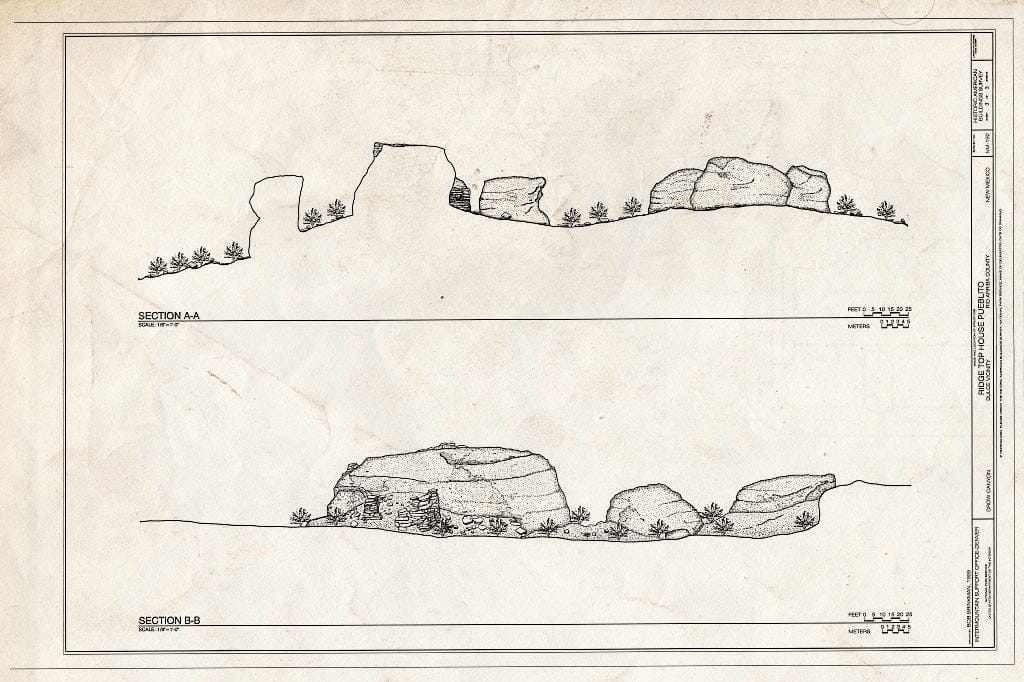 Blueprint Sections - Ridge Top House Pueblito, Crow Canyon, Dulce, Rio Arriba County, NM