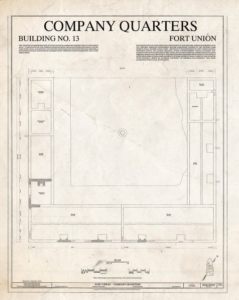 Blueprint HABS NM-164-L (Sheet 1 of 1) - Fort Union, Company Quarters, State Highway No. 161, Watrous, Mora County, NM