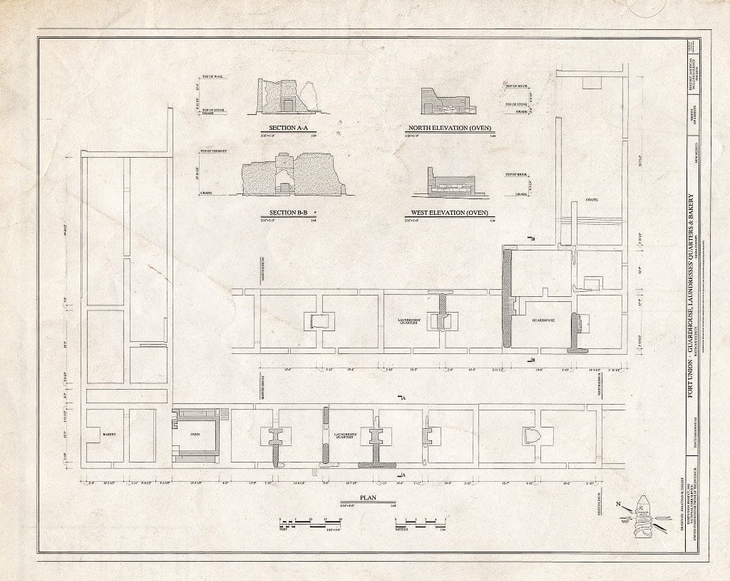 Blueprint HABS NM-164-O (Sheet 2 of 2) - Fort Union, Guardhouse, Bakery & Laundresses' Quarters, State Highway No. 161, Watrous, Mora County, NM