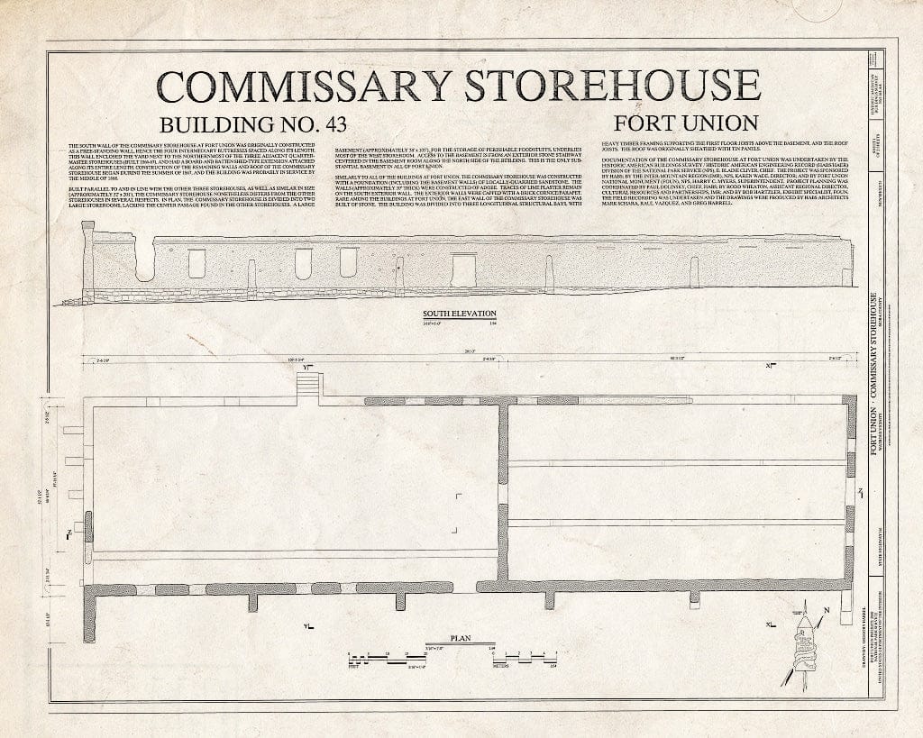 Blueprint HABS NM-164-AA (Sheet 1 of 2) - Fort Union, Commissary Storehouse, State Highway No. 161, Watrous, Mora County, NM