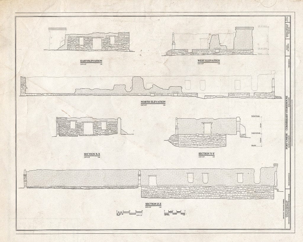 Blueprint HABS NM-164-AA (Sheet 2 of 2) - Fort Union, Commissary Storehouse, State Highway No. 161, Watrous, Mora County, NM