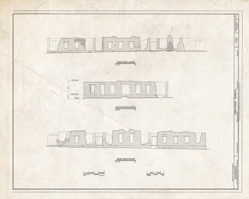 Blueprint HABS NM-164-BB (Sheet 2 of 3) - Fort Union, Hospital, State Highway No. 161, Watrous, Mora County, NM