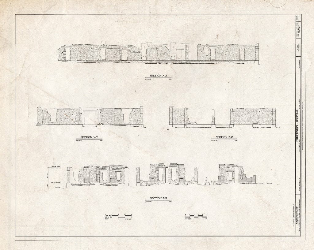 Blueprint HABS NM-164-BB (Sheet 3 of 3) - Fort Union, Hospital, State Highway No. 161, Watrous, Mora County, NM