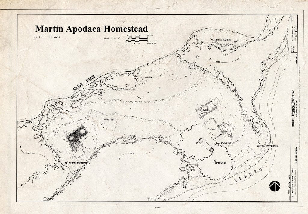 Blueprint Site Plan - Martin Apodaca Homestead, Canyon Largo, Lindrith, Rio Arriba County, NM