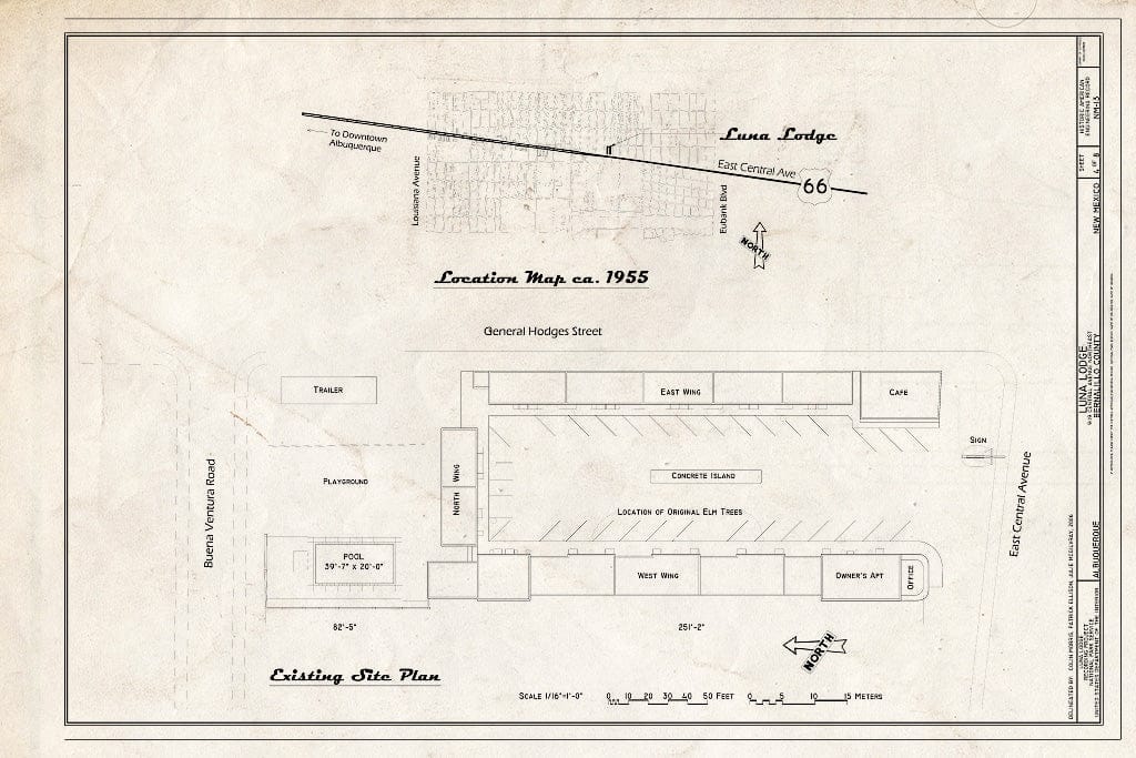 Blueprint Site Plan - Luna Lodge, 9119 Central Avenue Northeast, Albuquerque, Bernalillo County, NM