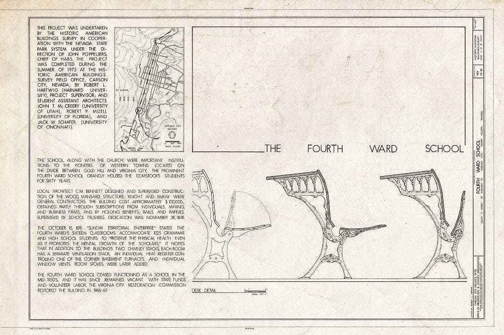 Blueprint HABS NEV,15-VIRG,8- (Sheet 1 of 9) - Fourth Ward School, South C Street at Highway 17, Virginia City, Storey County, NV