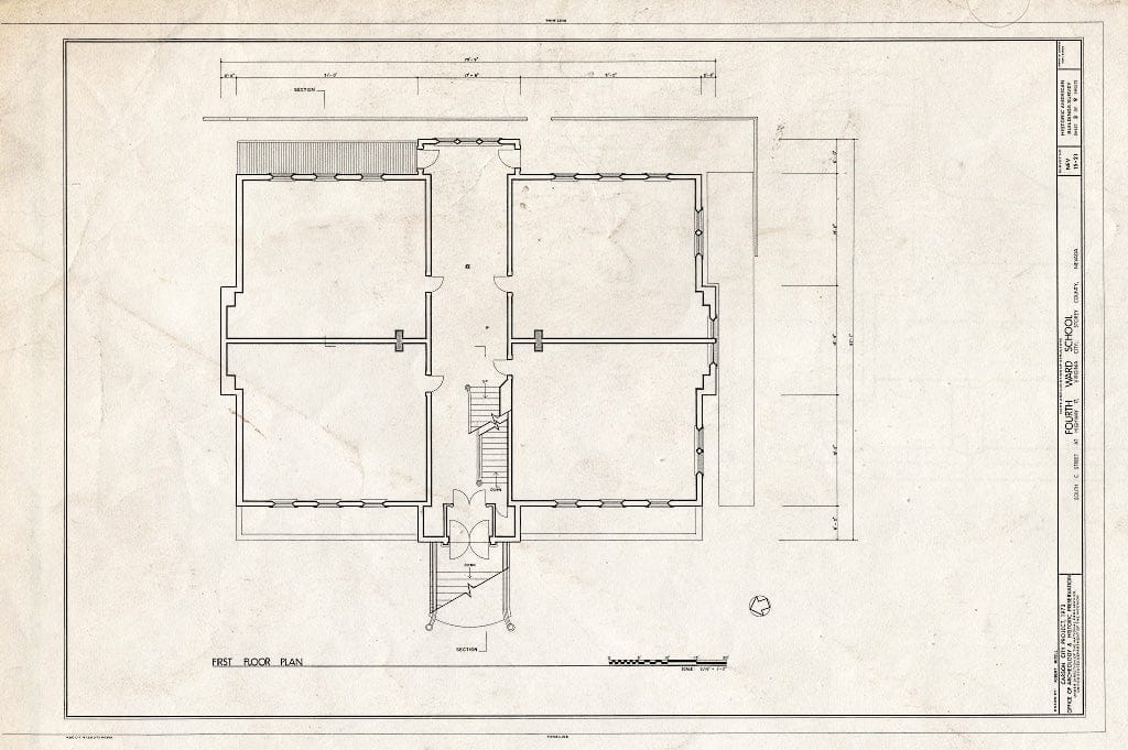 Blueprint HABS NEV,15-VIRG,8- (Sheet 3 of 9) - Fourth Ward School, South C Street at Highway 17, Virginia City, Storey County, NV