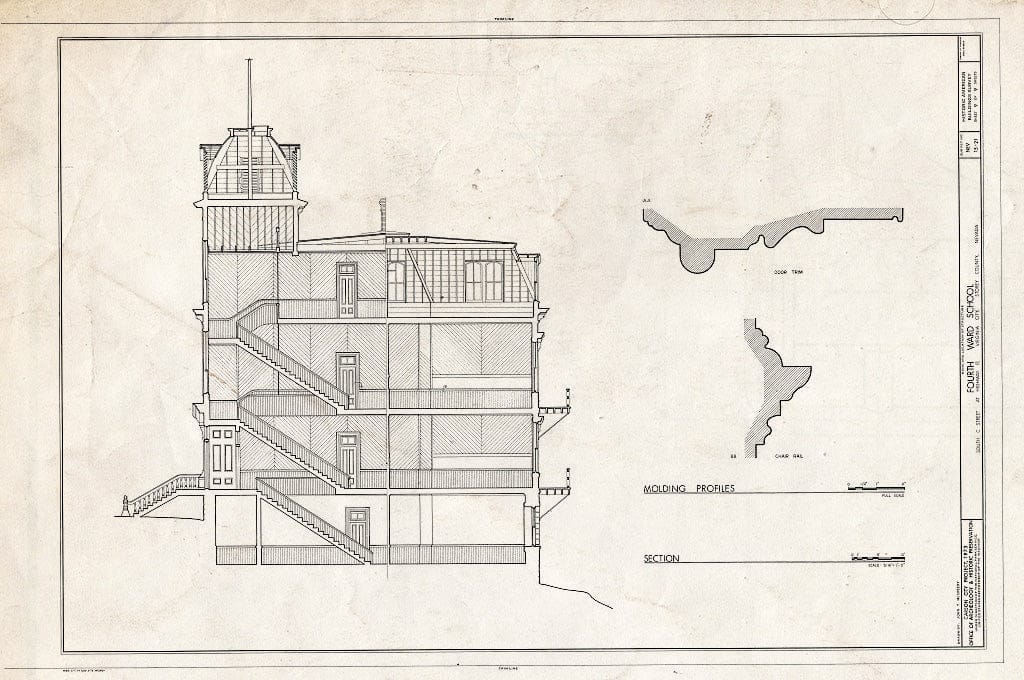 Blueprint HABS NEV,15-VIRG,8- (Sheet 9 of 9) - Fourth Ward School, South C Street at Highway 17, Virginia City, Storey County, NV