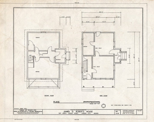 Blueprint HABS NEV,13-CARCI,22- (Sheet 2 of 5) - James D. Roberts House, 1207 North Carson Street, Carson City, Carson City, NV