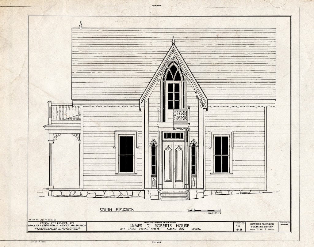 Blueprint HABS NEV,13-CARCI,22- (Sheet 3 of 5) - James D. Roberts House, 1207 North Carson Street, Carson City, Carson City, NV