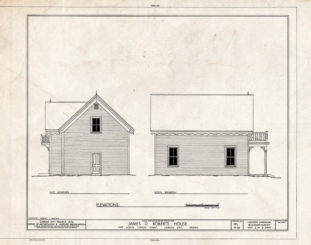 Blueprint HABS NEV,13-CARCI,22- (Sheet 4 of 5) - James D. Roberts House, 1207 North Carson Street, Carson City, Carson City, NV