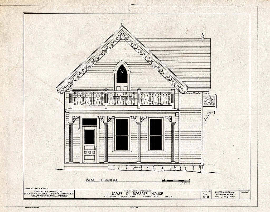 Blueprint HABS NEV,13-CARCI,22- (Sheet 5 of 5) - James D. Roberts House, 1207 North Carson Street, Carson City, Carson City, NV