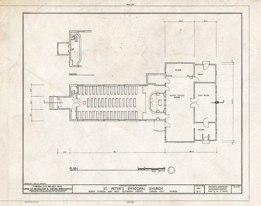 Blueprint HABS NEV,13-CARCI,10- (Sheet 2 of 7) - St. Peter's Episcopal Church, 312 North Division Street, Carson City, Carson City, NV