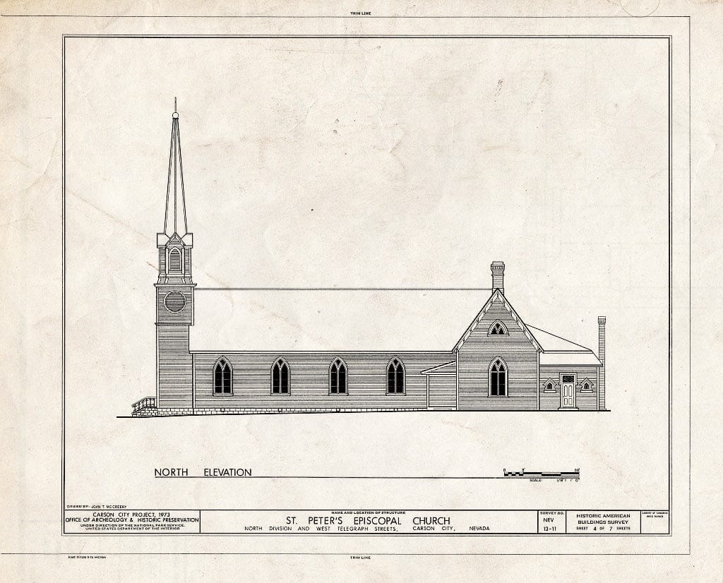 Blueprint HABS NEV,13-CARCI,10- (Sheet 4 of 7) - St. Peter's Episcopal Church, 312 North Division Street, Carson City, Carson City, NV