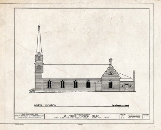 Blueprint HABS NEV,13-CARCI,10- (Sheet 4 of 7) - St. Peter's Episcopal Church, 312 North Division Street, Carson City, Carson City, NV
