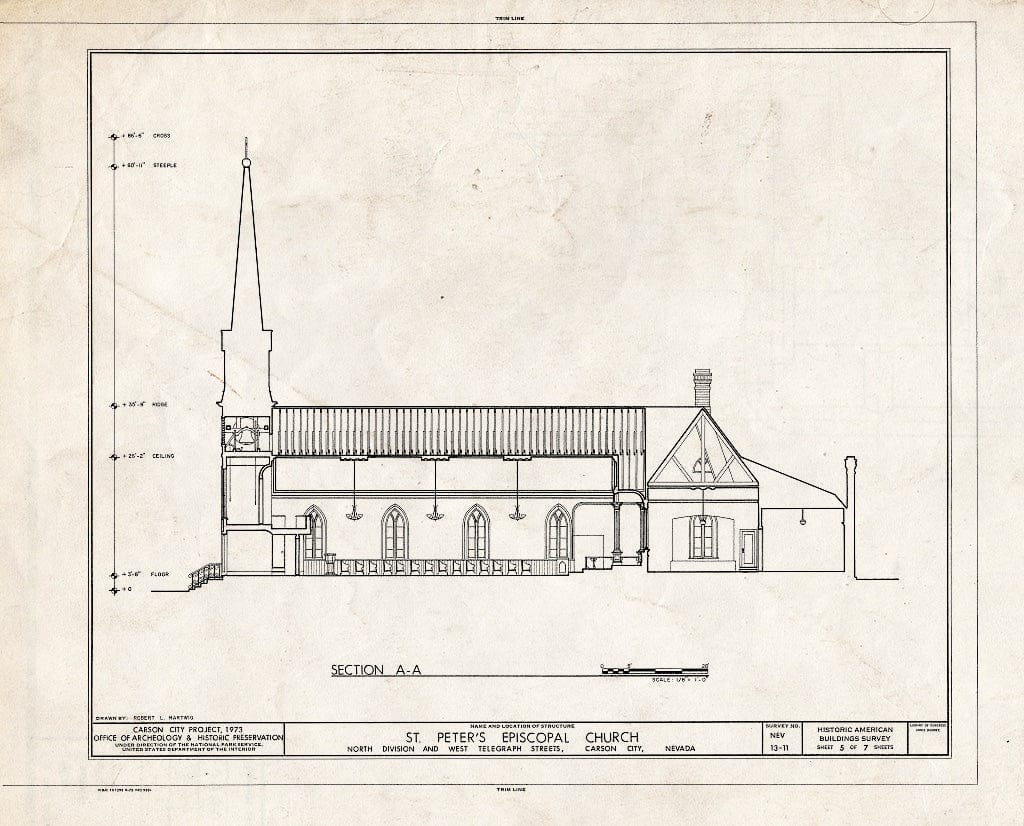 Blueprint HABS NEV,13-CARCI,10- (Sheet 5 of 7) - St. Peter's Episcopal Church, 312 North Division Street, Carson City, Carson City, NV