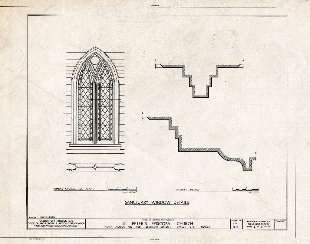 Blueprint HABS NEV,13-CARCI,10- (Sheet 6 of 7) - St. Peter's Episcopal Church, 312 North Division Street, Carson City, Carson City, NV