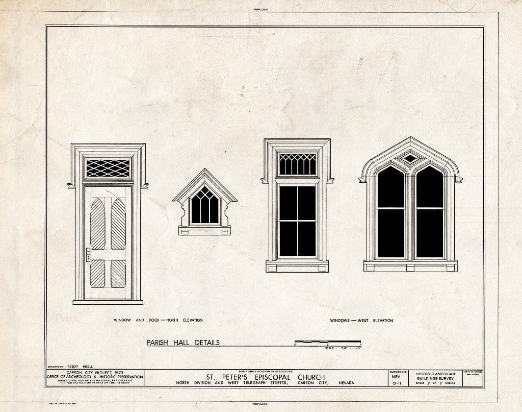 Blueprint HABS NEV,13-CARCI,10- (Sheet 7 of 7) - St. Peter's Episcopal Church, 312 North Division Street, Carson City, Carson City, NV