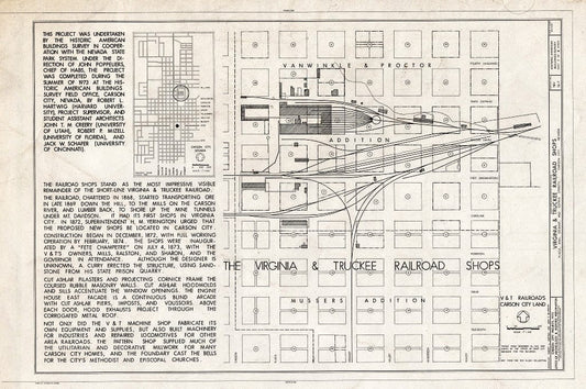 Blueprint HABS NEV,13-CARCI,6- (Sheet 1 of 8) - Virginia & Truckee Railroad Shops, Between Plaza, Ann, Stewart & Sophia Streets, Carson City, Carson City, NV