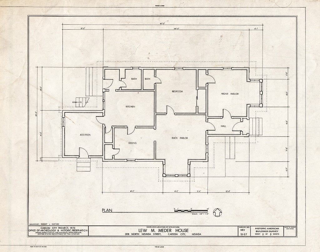 Blueprint HABS NEV,13-CARCI,21- (Sheet 2 of 5) - Lew M. Meder House, 308 North Nevada Street, Carson City, Carson City, NV