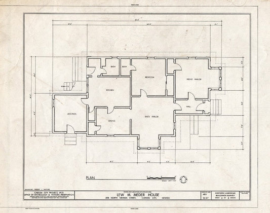 Blueprint HABS NEV,13-CARCI,21- (Sheet 2 of 5) - Lew M. Meder House, 308 North Nevada Street, Carson City, Carson City, NV