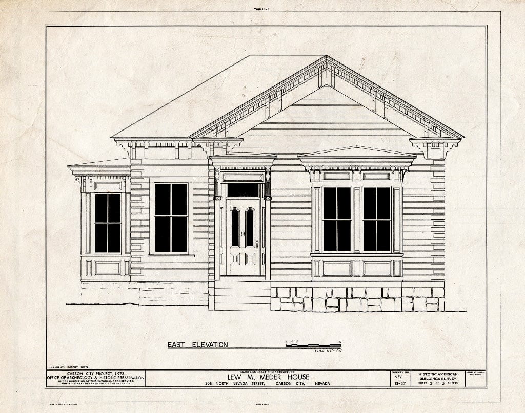 Blueprint HABS NEV,13-CARCI,21- (Sheet 3 of 5) - Lew M. Meder House, 308 North Nevada Street, Carson City, Carson City, NV