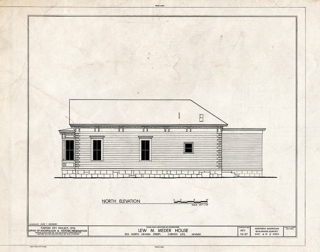 Blueprint HABS NEV,13-CARCI,21- (Sheet 4 of 5) - Lew M. Meder House, 308 North Nevada Street, Carson City, Carson City, NV