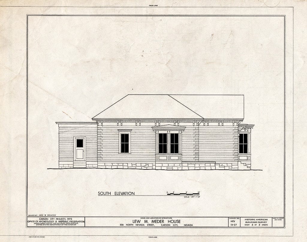 Blueprint HABS NEV,13-CARCI,21- (Sheet 5 of 5) - Lew M. Meder House, 308 North Nevada Street, Carson City, Carson City, NV