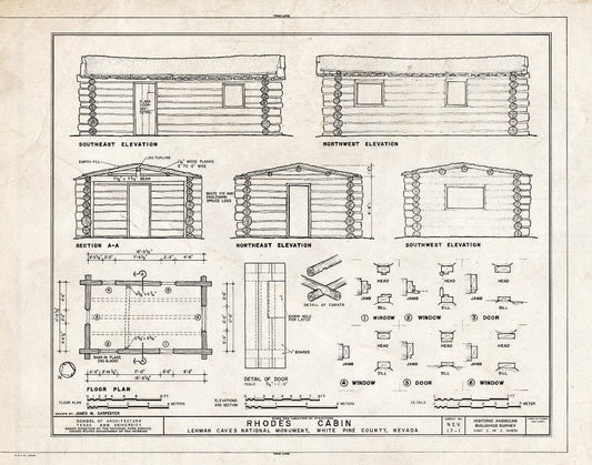 Blueprint HABS NEV,17-,1- (Sheet 2 of 2) - Rhodes Cabin, Lehman Caves National Monument Entrance Vicinity, Baker, White Pine County, NV