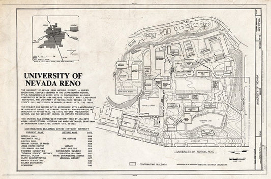 Blueprint HABS NEV,16-Reno,1- (Sheet 1 of 1) - University of Nevada (Site Plan), Evans, Virginia & Ninth Street, Reno, Washoe County, NV