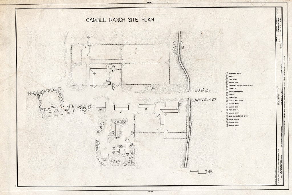 Blueprint Site Plan - Gamble Ranch, on Thousand Springs Creek, Elko, Elko County, NV