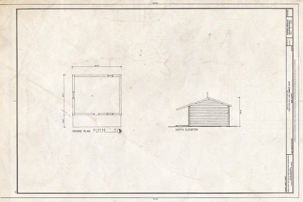 Blueprint North Elevation, Plan - Twenty-one Mile Camp (Gamble), House, Elko, Elko County, NV