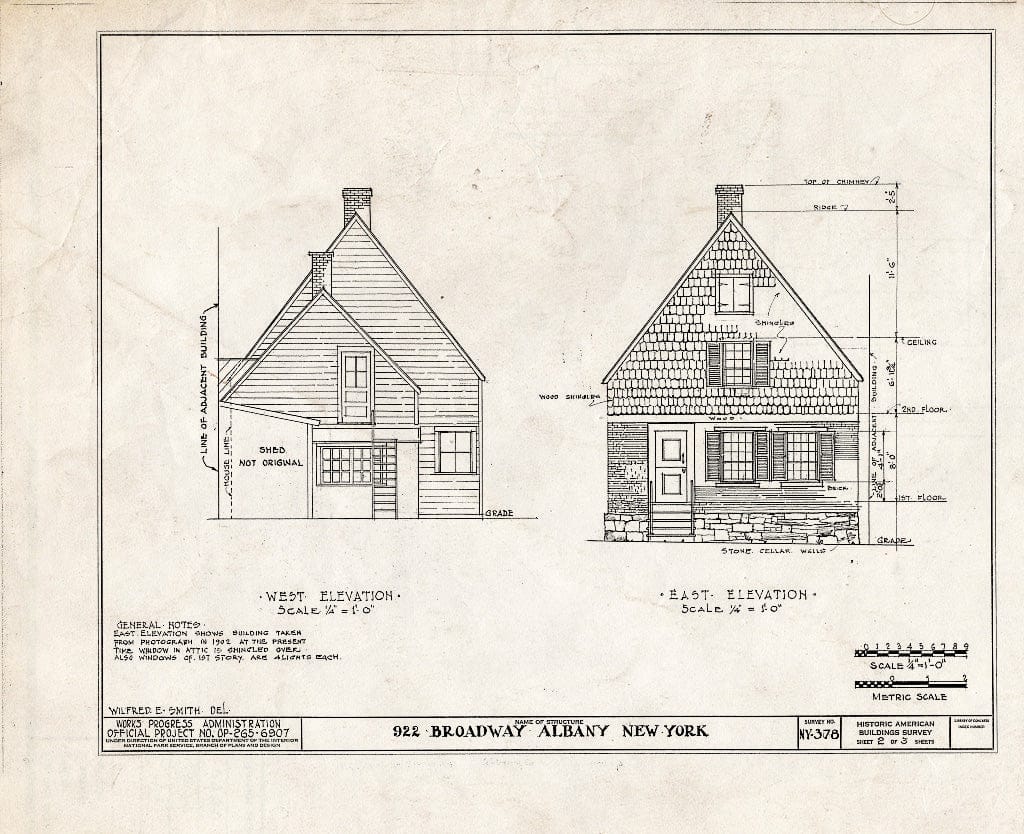 Blueprint HABS NY,1-ALB,7- (Sheet 2 of 3) - 922 Broadway (House), Albany, Albany County, NY