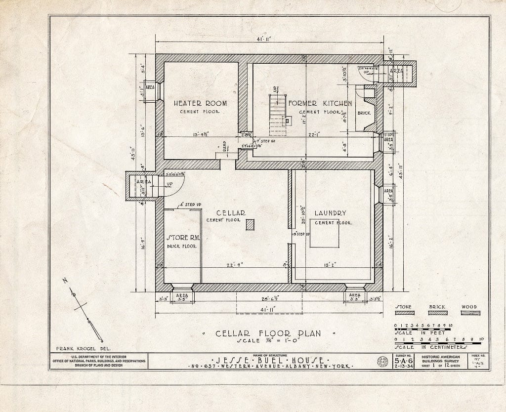 Blueprint HABS NY,1-ALB,4- (Sheet 1 of 12) - Jesse Buel House, 637 Western Avenue, Albany, Albany County, NY